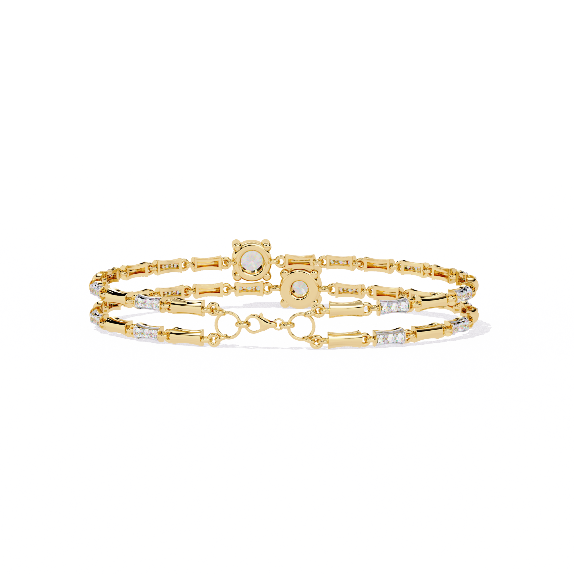 Solitairekart 2.21ct Two-Tone Natural Diamond Bar Link Bracelet-H Color, VS1 Clarity